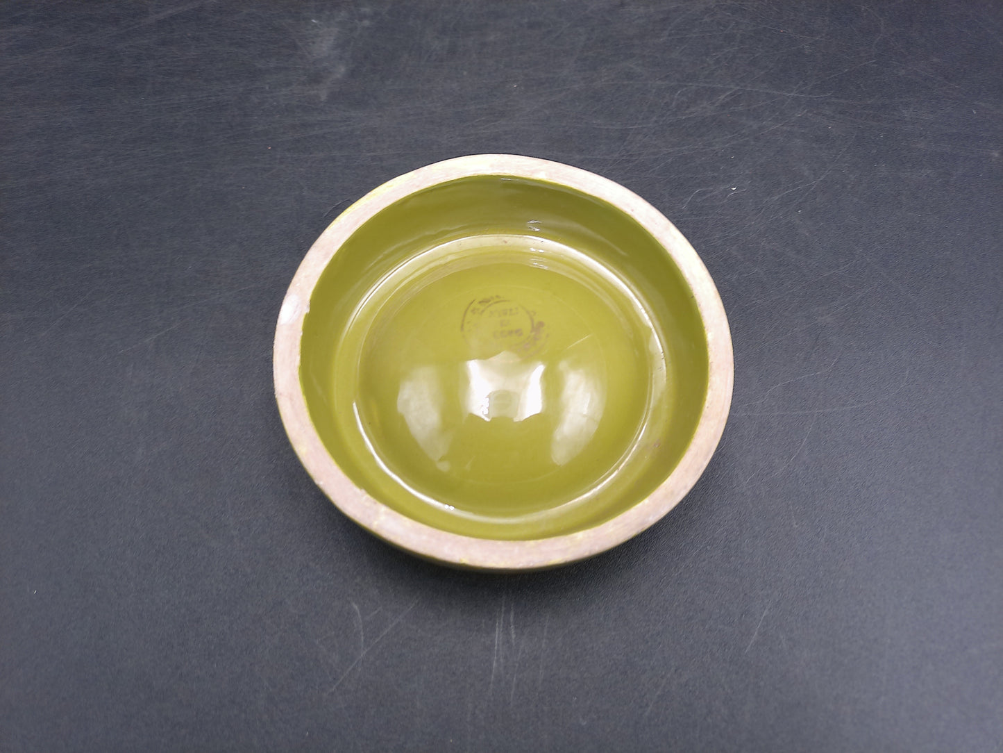Yellow Green Carpene Malvolti Ceramic Ashtray Marked 1868 Made in Italy