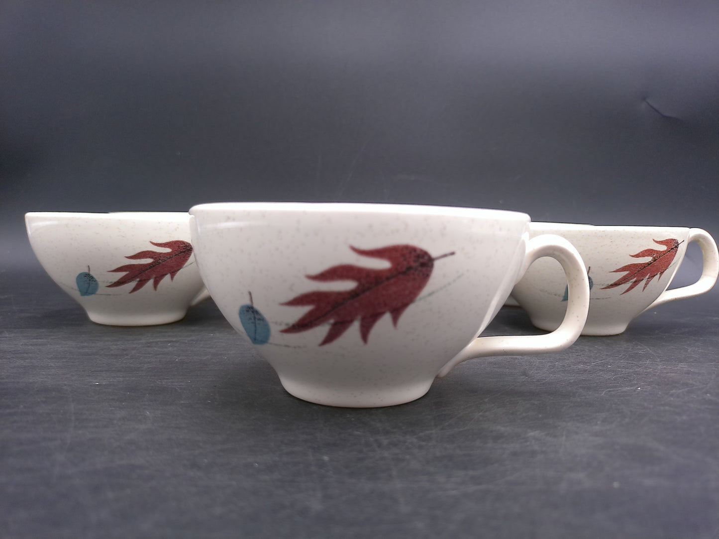 Franciscan Cups, Dishes, Plate and Pitcher Leaf Design 1950s