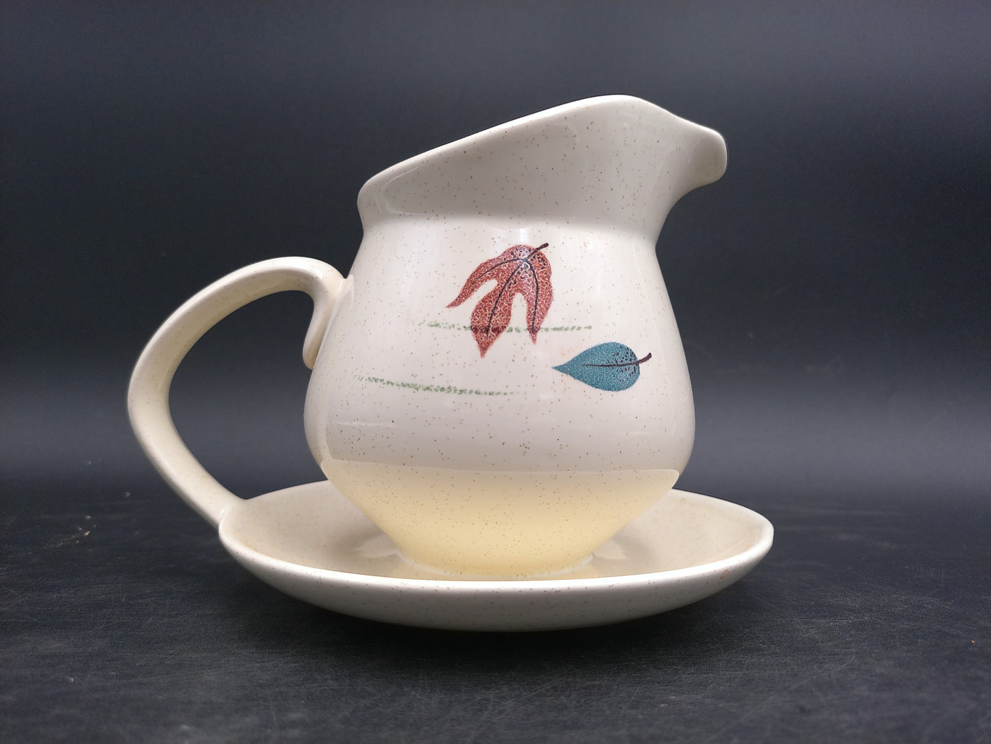 Franciscan Cups, Dishes, Plate and Pitcher Leaf Design 1950s