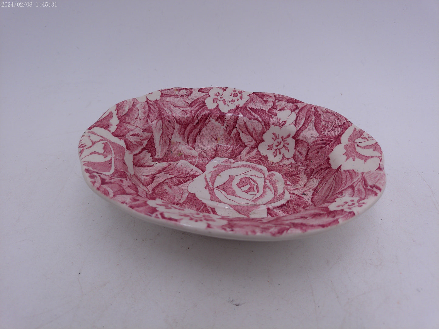 Vintage Pink Victorian Chintz Soap Dish by Burgess and Leigh, Staffordshire, England