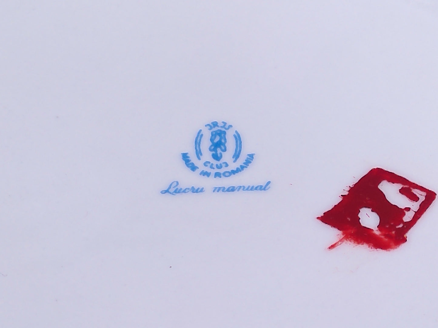 Bowl with Plate JRJS CLUJ Romania Made Beautiful Vibrant Colors Gold Rim