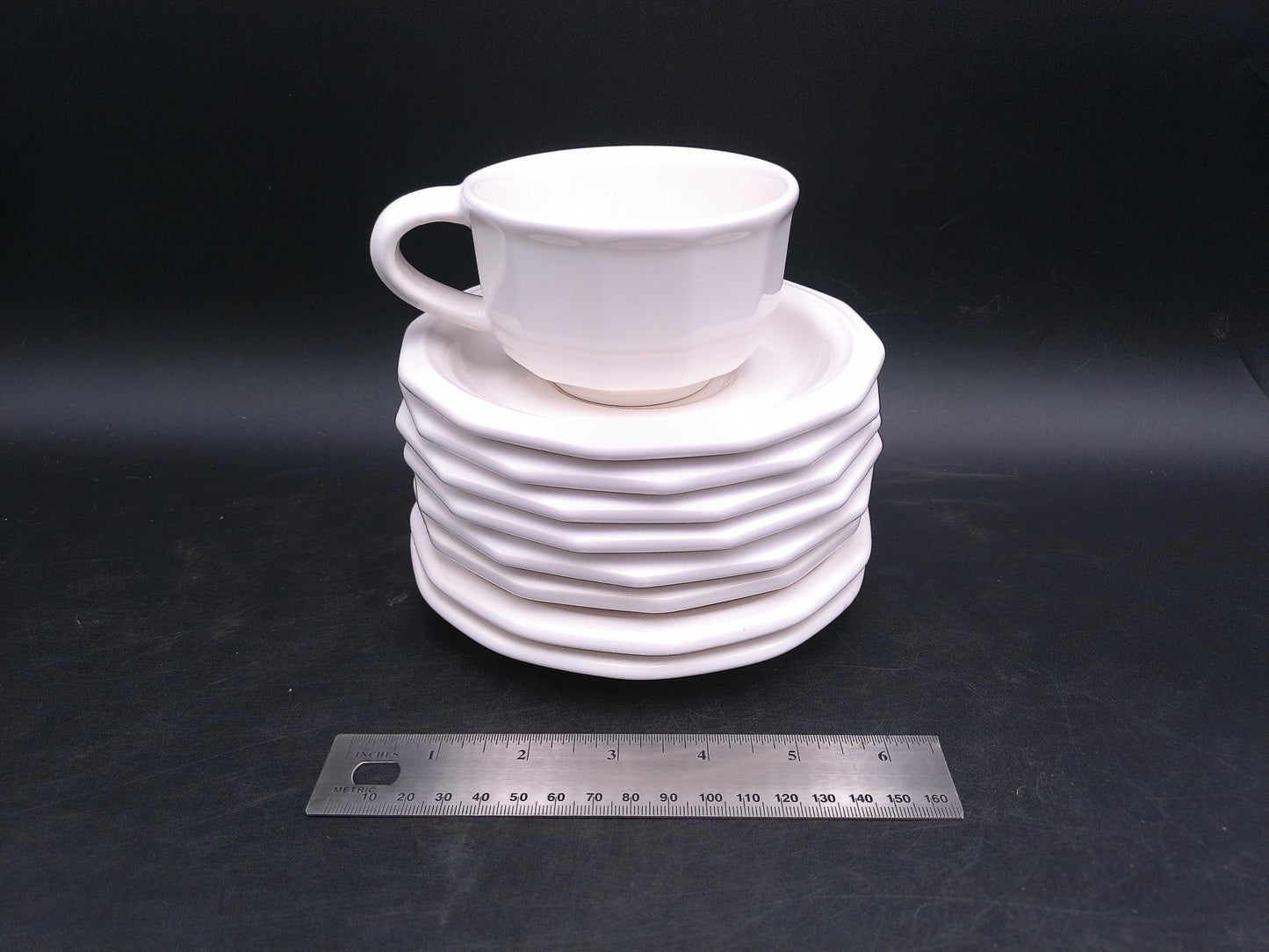 Pfaltzgraff Heritage White plates set of 8 and Tea Cup Vintage