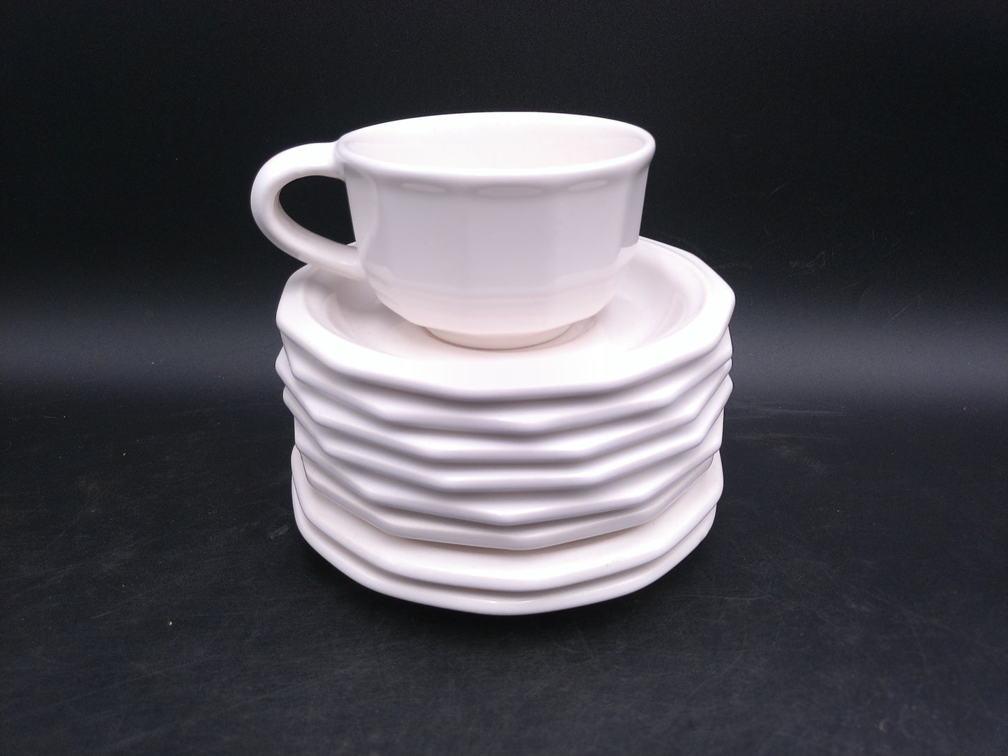 Pfaltzgraff Heritage White plates set of 8 and Tea Cup Vintage