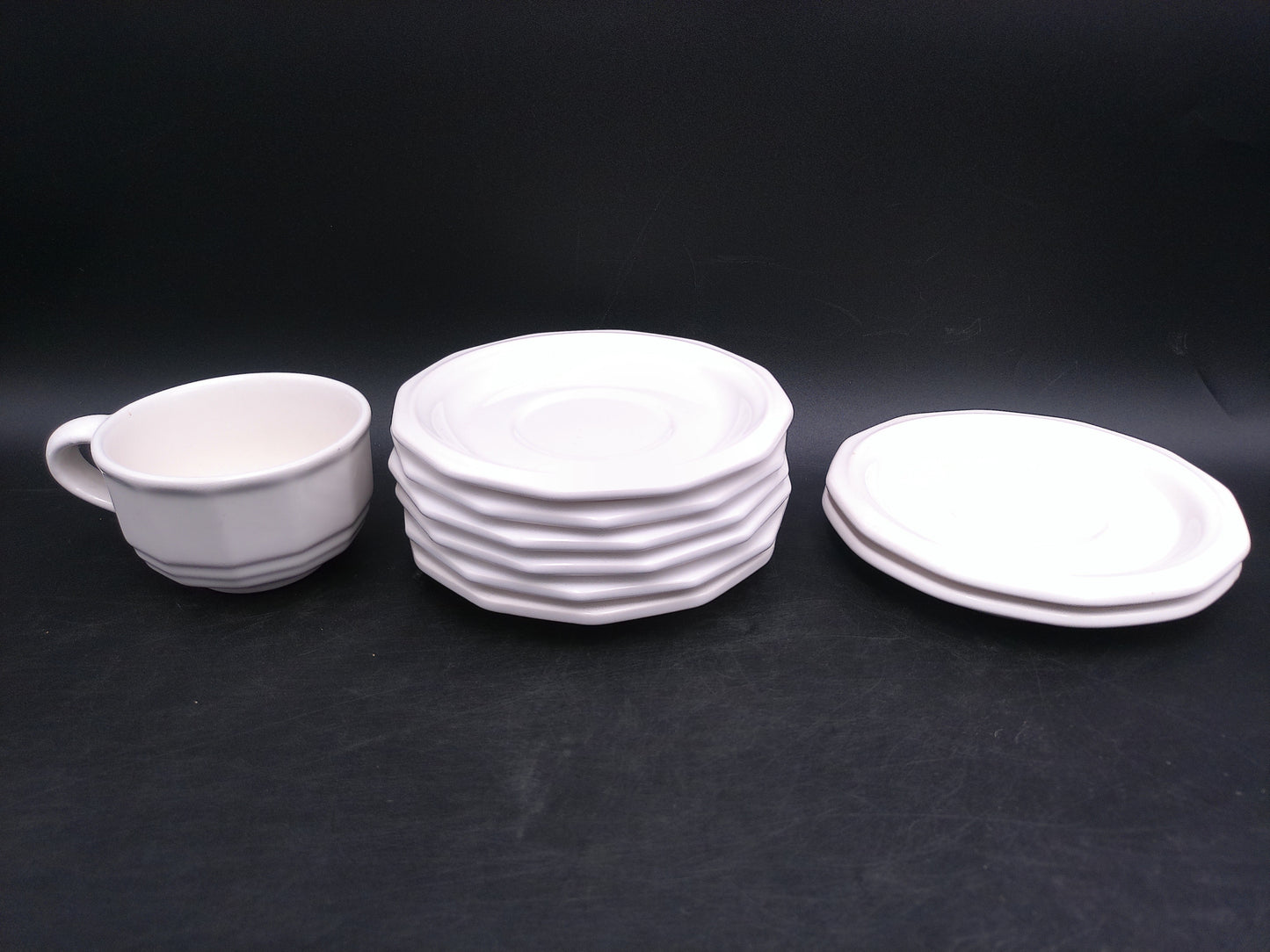 Pfaltzgraff Heritage White plates set of 8 and Tea Cup Vintage