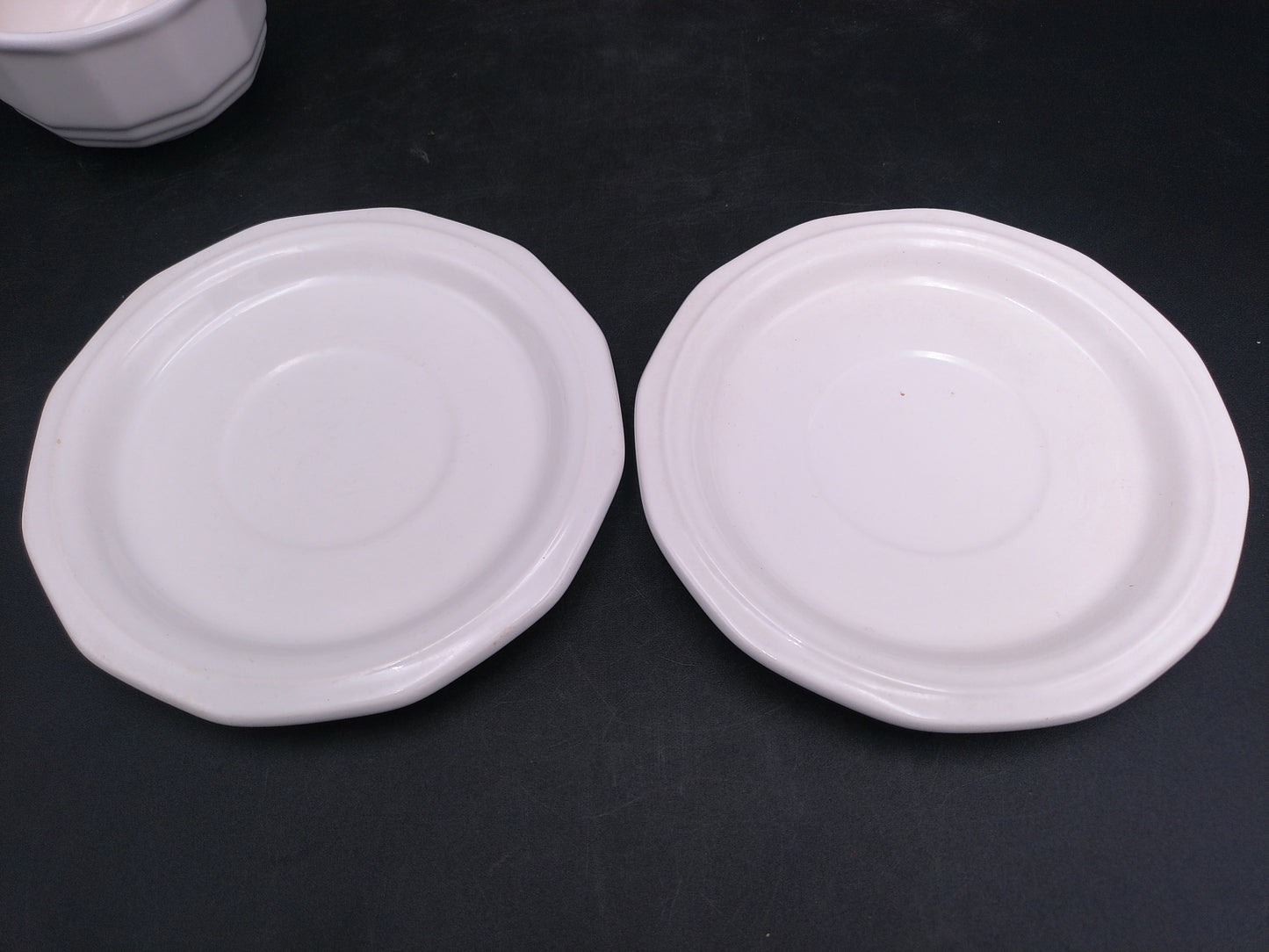 Pfaltzgraff Heritage White plates set of 8 and Tea Cup Vintage