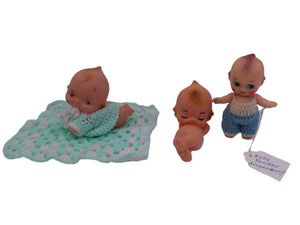 Kewpie Dolls Lot pf 3 one imight be powder dispenser and one on Blanket Vintage