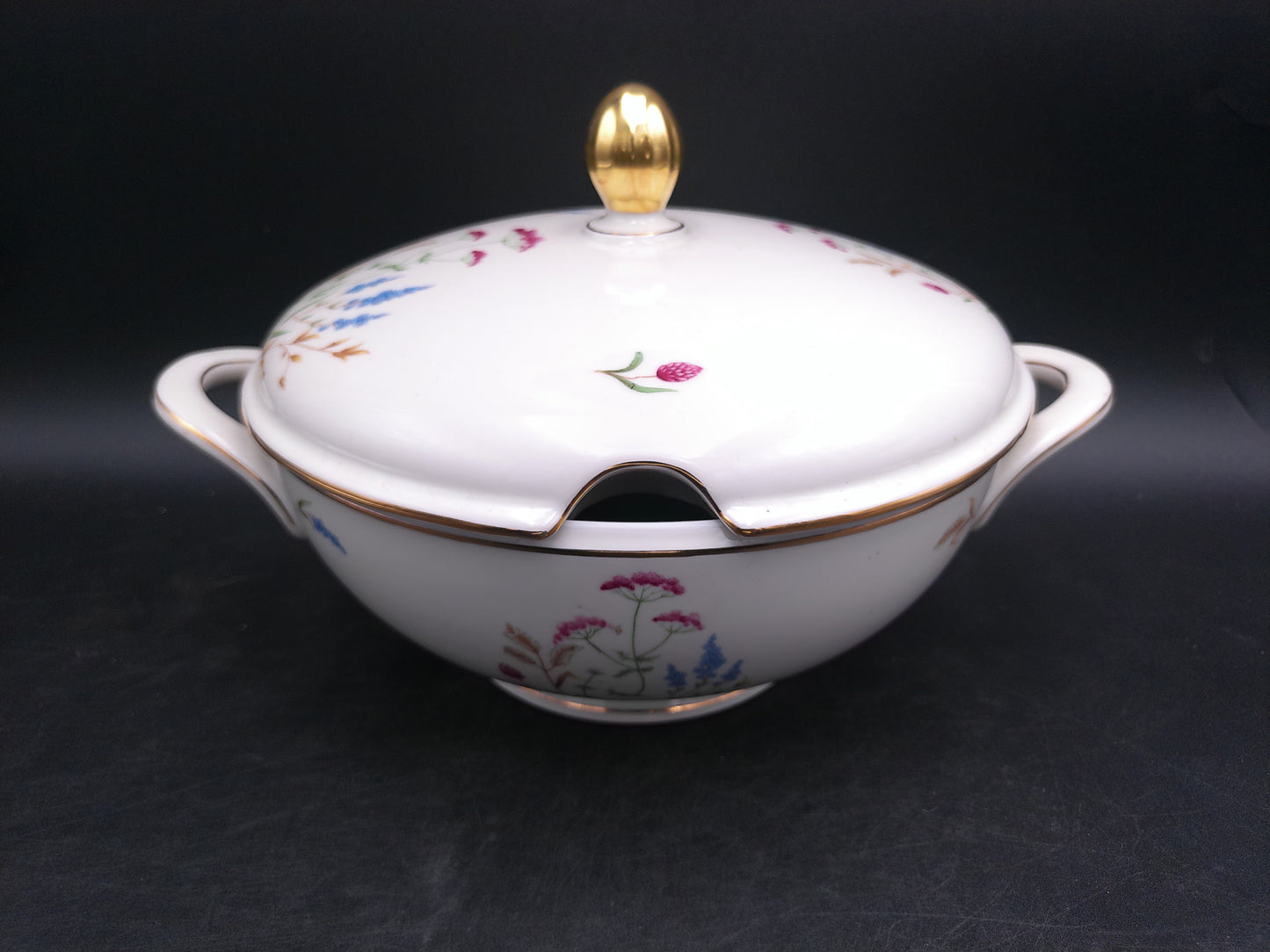 Gold Rings and Top Bavaria Elfenbein Porzellan Brand Bowl with Lid Made in Germany