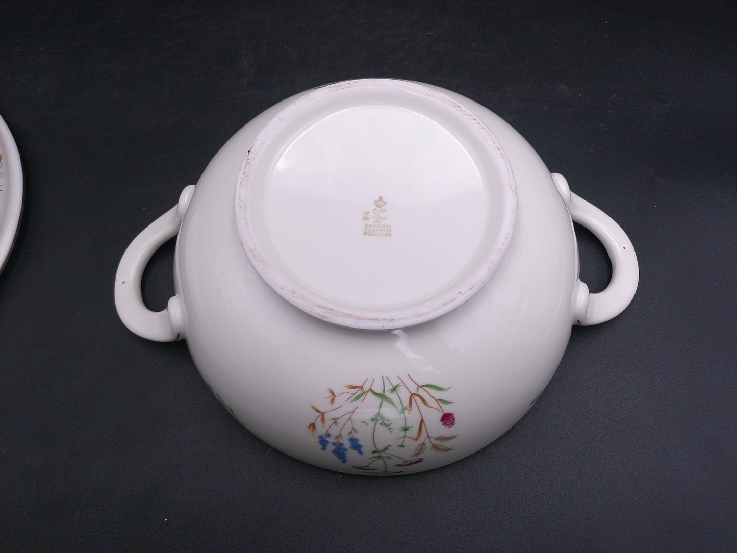 Gold Rings and Top Bavaria Elfenbein Porzellan Brand Bowl with Lid Made in Germany