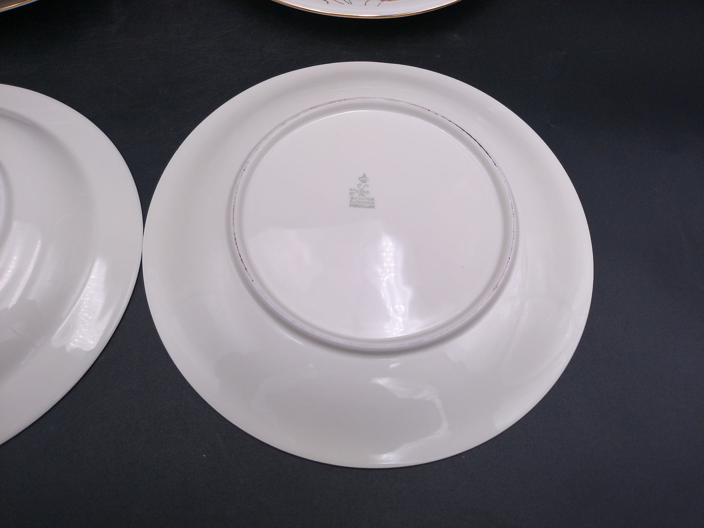 Gold Rim 5 Plates  Bavaria Elfenbein Porzellan Brand Plates Made in Germany