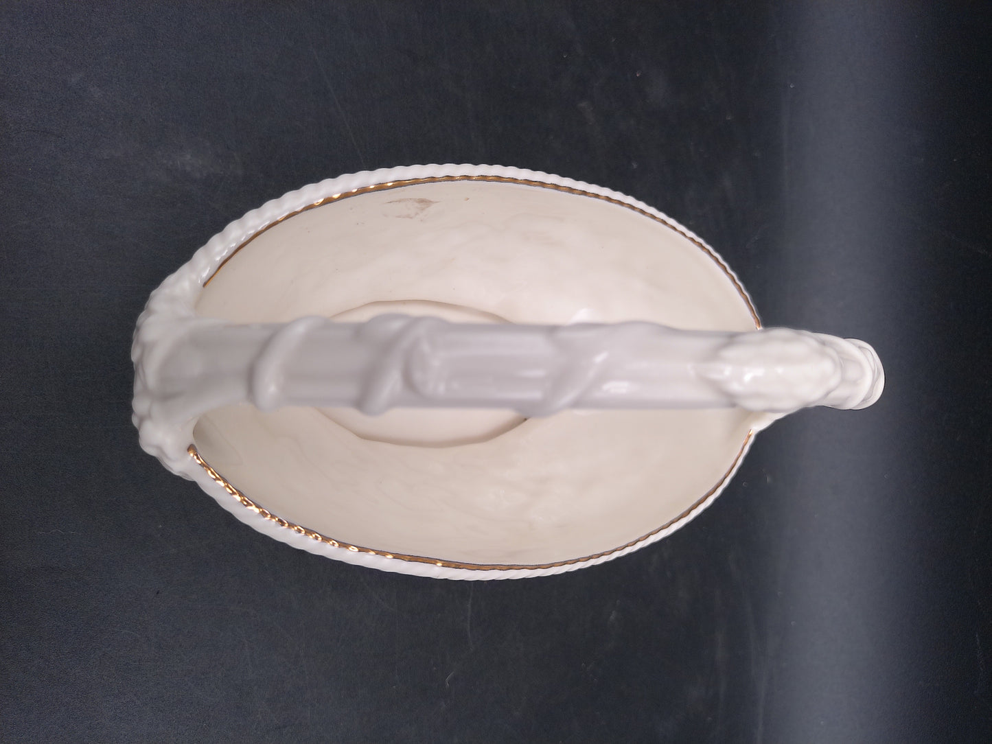 Lenox Basket with Handle Flower Design 2 Gold Rims