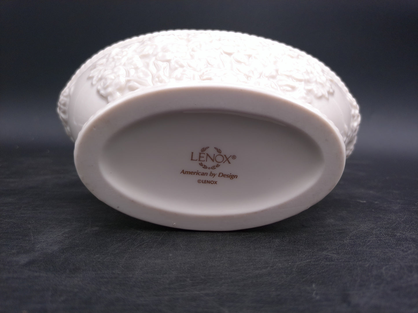 Lenox Basket with Handle Flower Design 2 Gold Rims