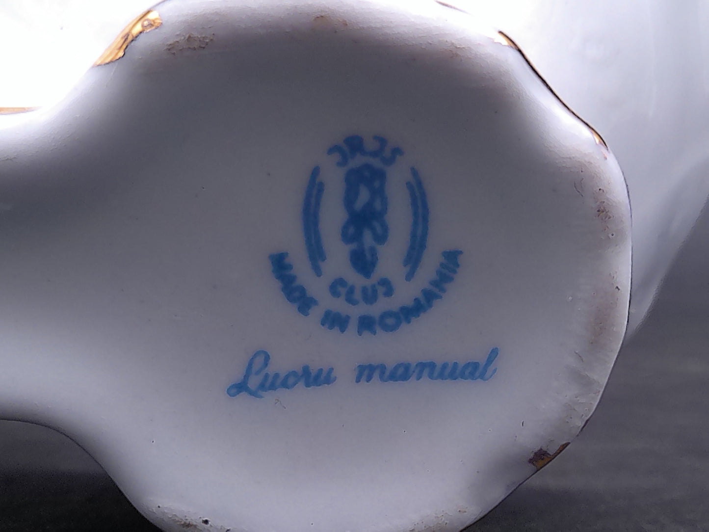 Porcelain Small Serving Dish flowers and Gold gilt trim marked JRJS Cluj Romania