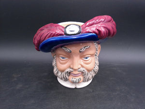 Henry Vlll Head Planter Vase 1980s  Vintage Hand Painted