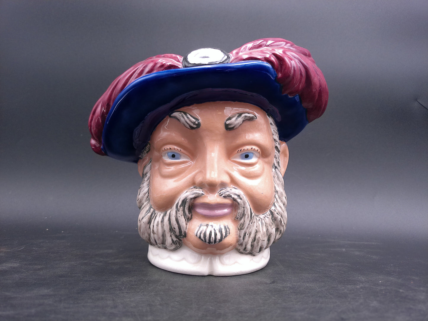 Henry Vlll Head Planter Vase 1980s  Vintage Hand Painted