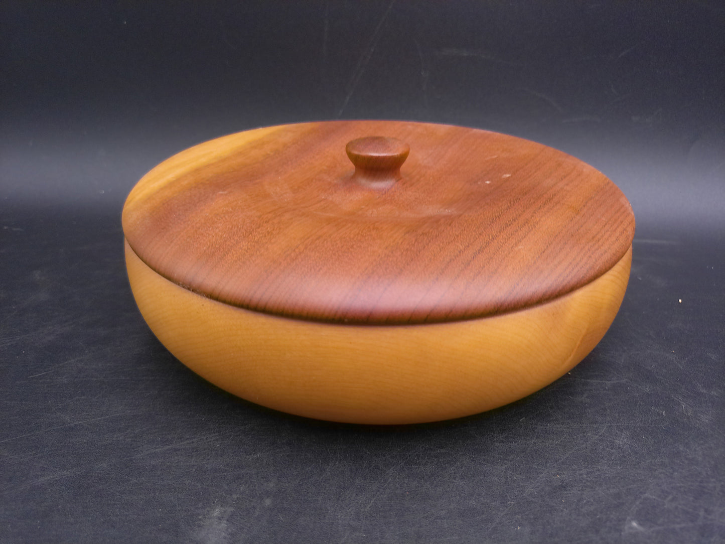 Myrtlewood Wooden Bowl  with Lid Hand Made in Oregon Vintage