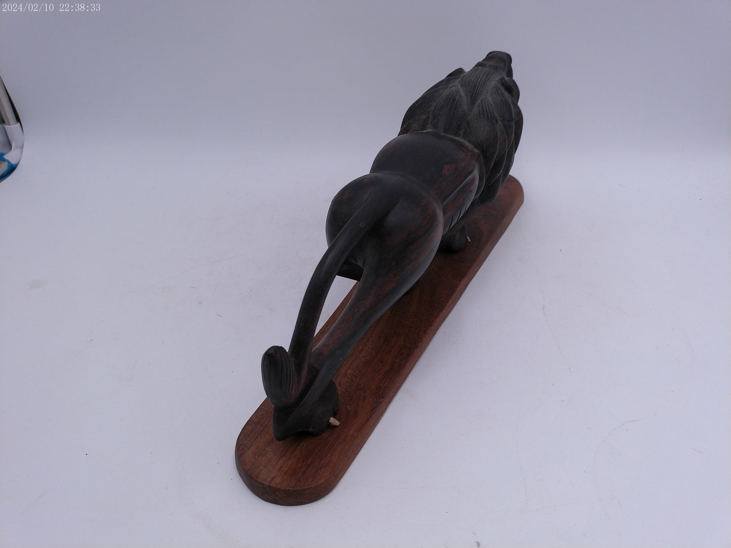 Beautiful Wood Carved Lion on Stand