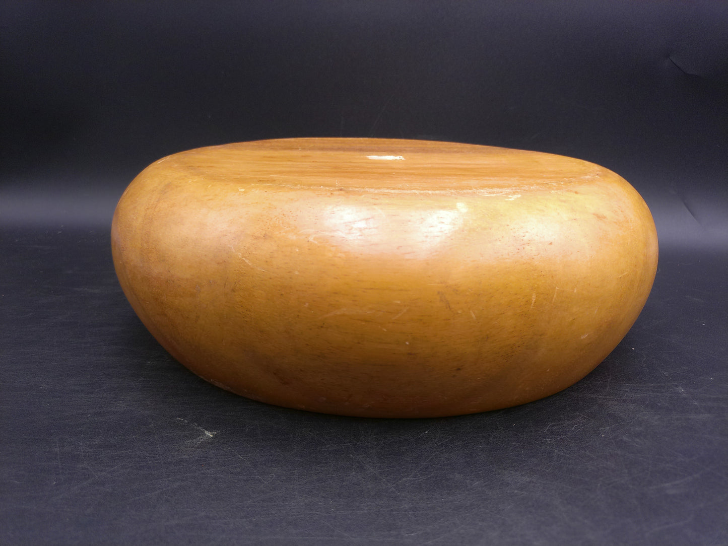 Wood Round Teak Salad Bowl Hand Made Vintage