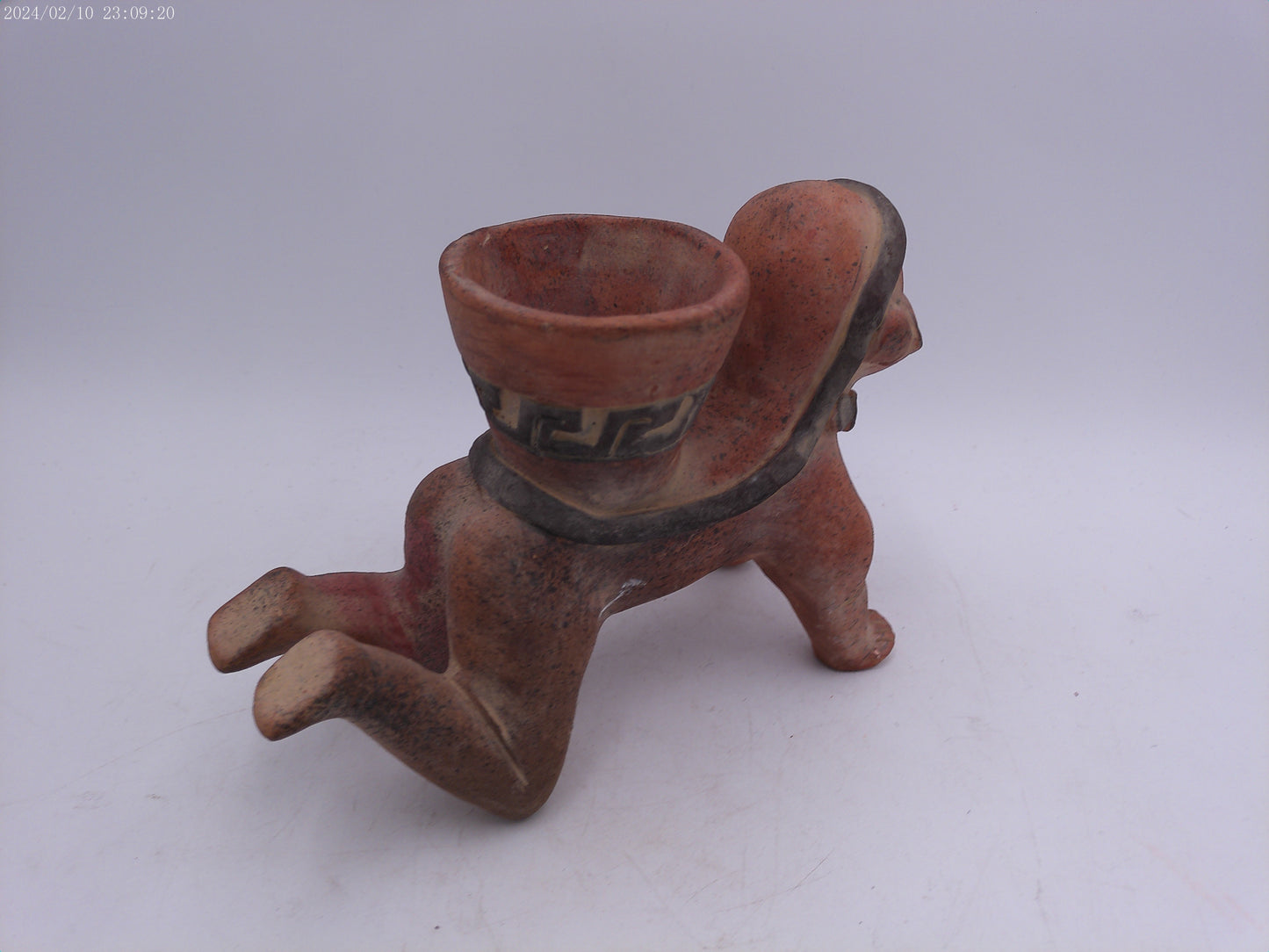 Aztec Mayan terracotta sculpture three Boy holding a clay Pot Statue