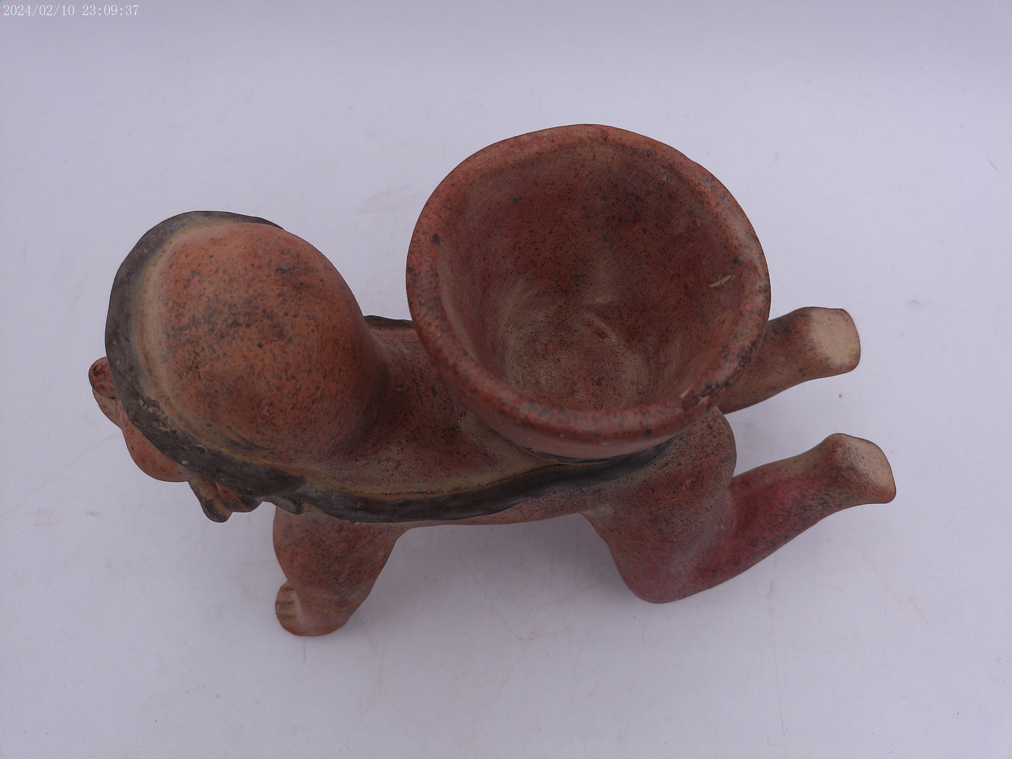 Aztec Mayan terracotta sculpture three Boy holding a clay Pot Statue