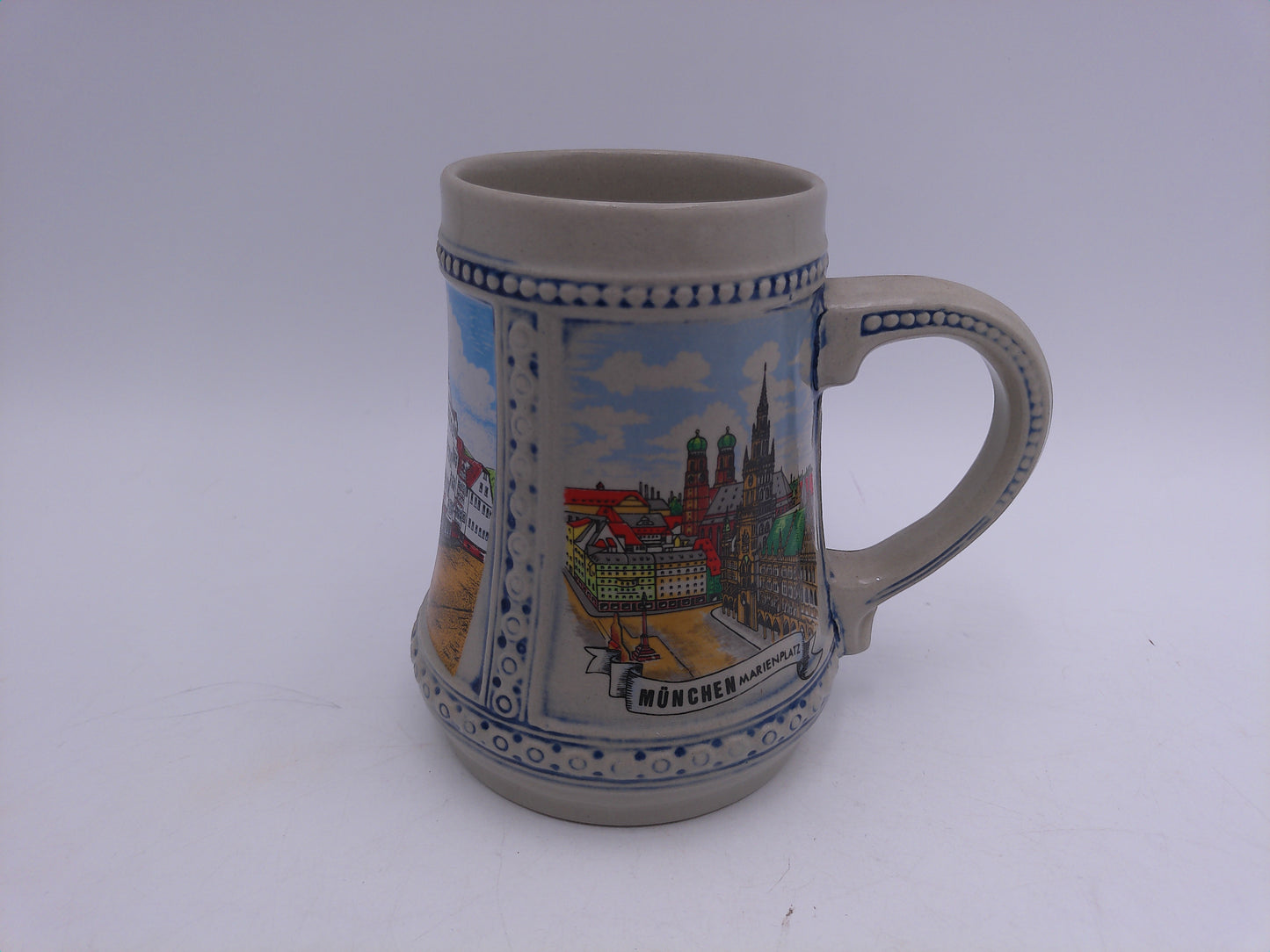 Beer Stein Mug Vintage Monchen German Depicting 3 Places in Germany