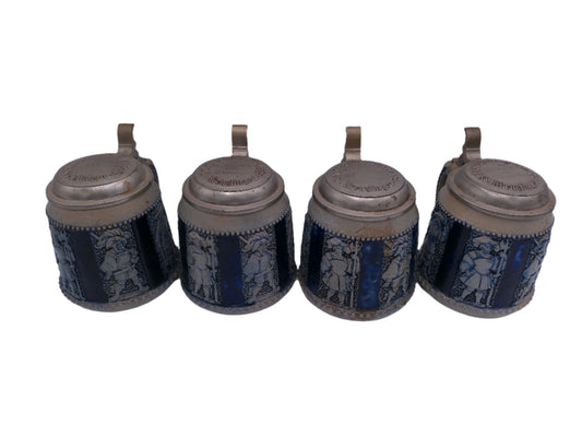 Beer Stein  qty 4 Germany German with Pewter Lids from 1926 to 1930 no.1646