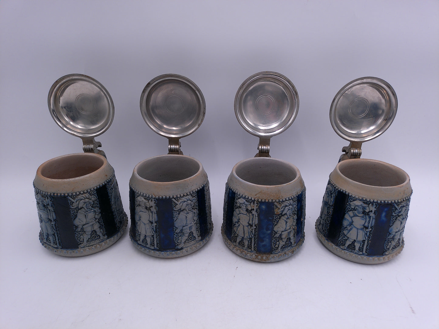 Beer Stein  qty 4 Germany German with Pewter Lids from 1926 to 1930 no.1646