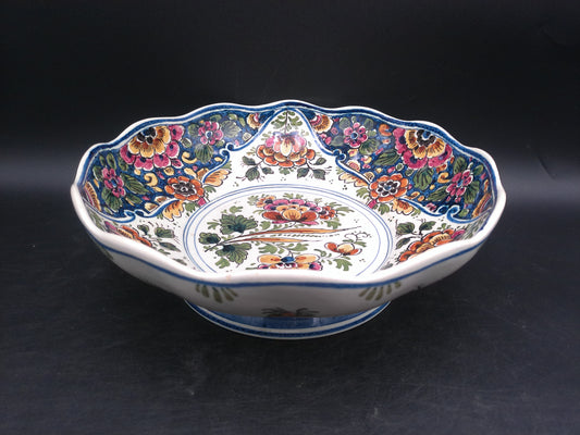 Large Vintage Floral Dish Bowl by Delftse Pauw from Holland Hand Painted