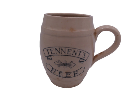 Beer Stein RARE Vintage Possil Pottery Glasgow Scotland Tennant’s Beer Barrel