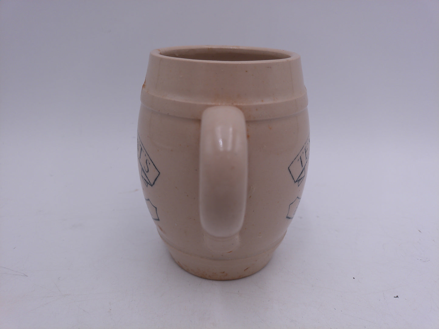 Beer Stein RARE Vintage Possil Pottery Glasgow Scotland Tennant’s Beer Barrel