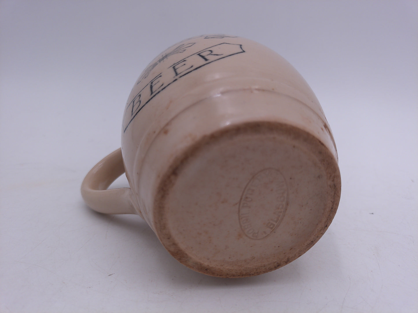 Beer Stein RARE Vintage Possil Pottery Glasgow Scotland Tennant’s Beer Barrel