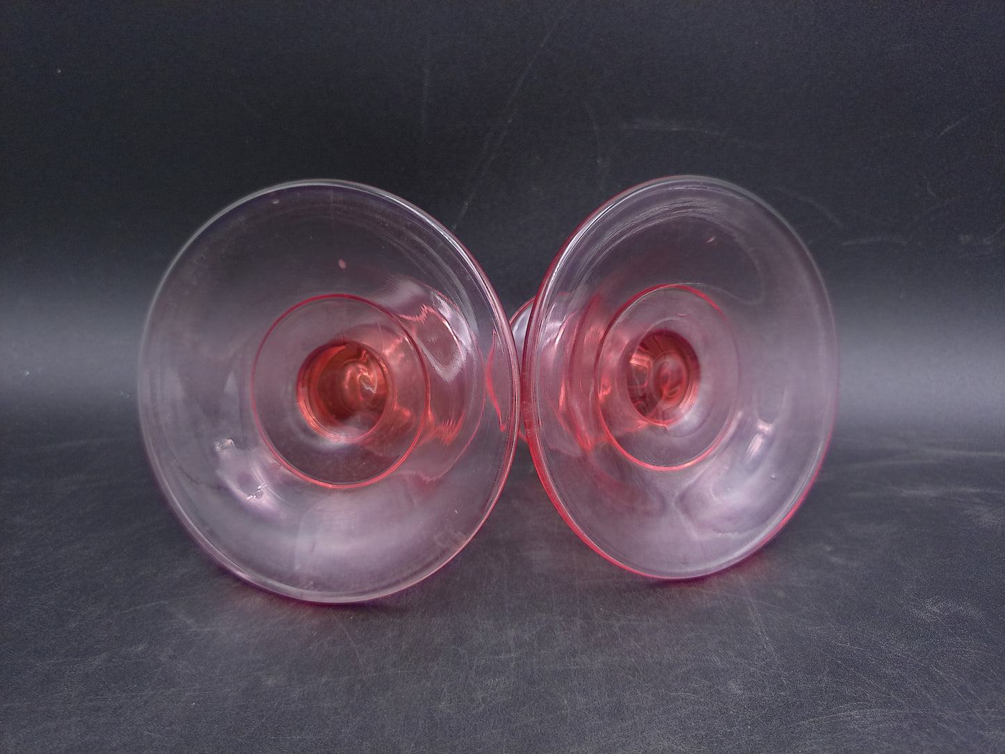 Pink Depression Glass Candlesticks Set of 2 Vintage