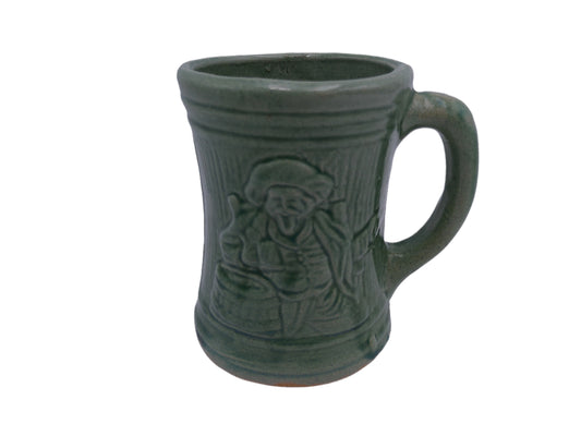 Beer Stein Vintage 1920's Buccaneer Green Pirate Stoneware Mug Cup Bar Ware 5” Tall