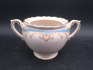 Syracuse China Federal Shape Light Blue Gold Scrolls Floral Sugar bowl no lid
