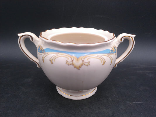 Syracuse China Federal Shape Light Blue Gold Scrolls Floral Sugar bowl no lid