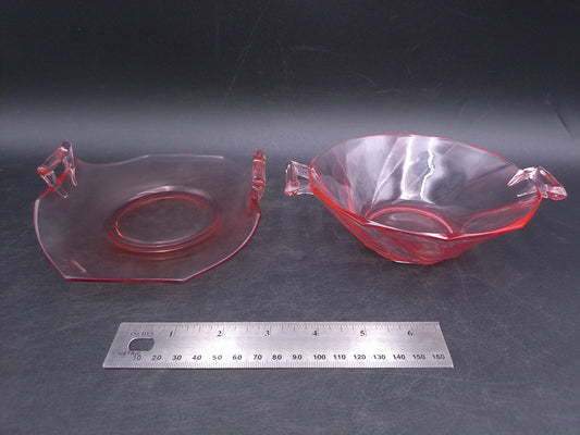 Pink Depression Glass  Serving Platter and Bowl