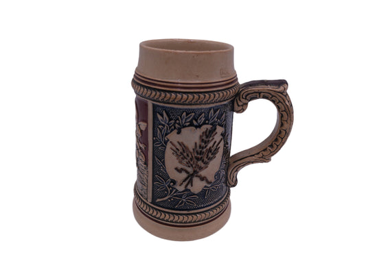 Beer Stein Vintage Prosit Brown and Tan Decorative Handle