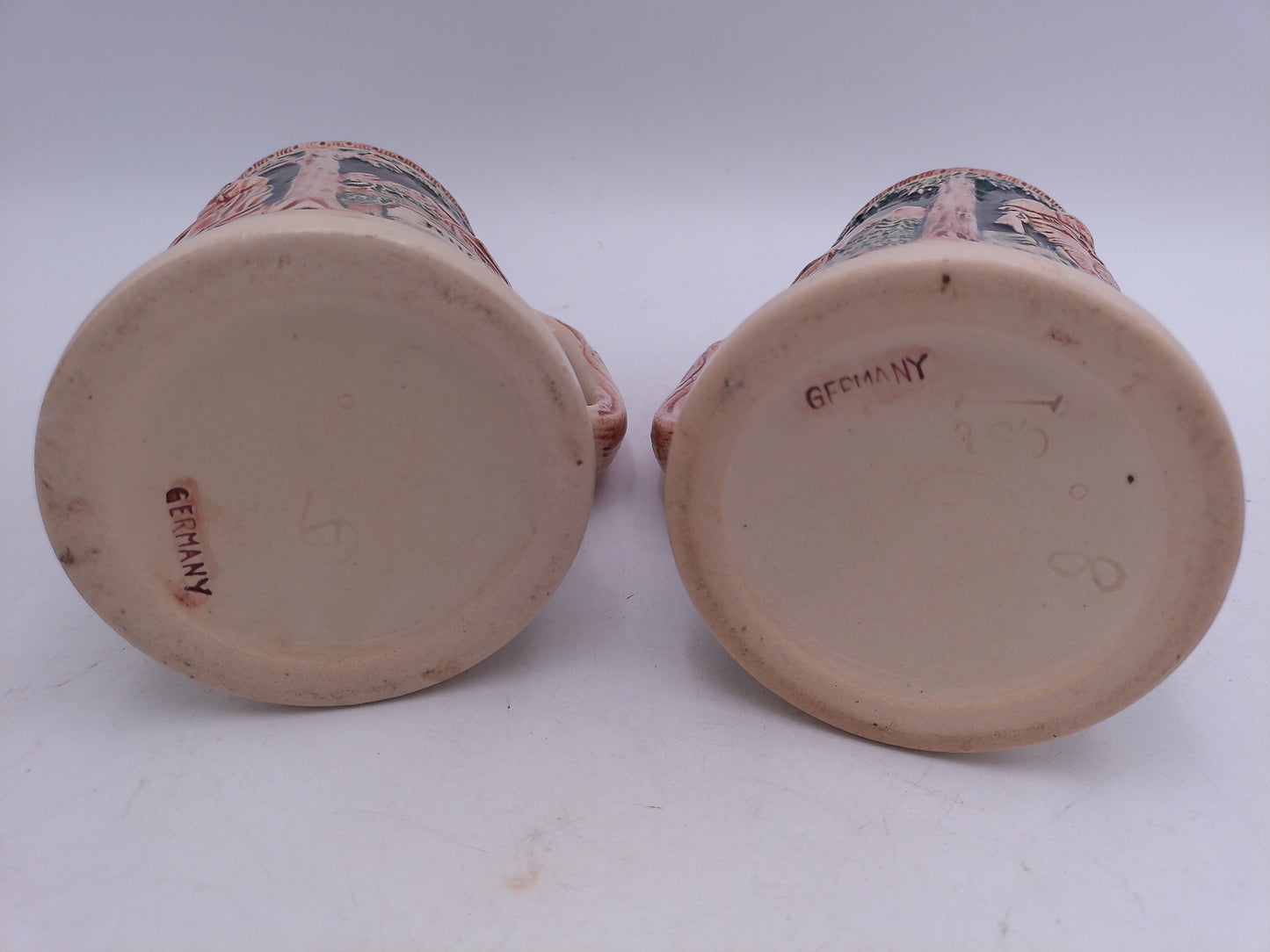 Beer Stein Vintage Set of 2 German  Steins Vintage Hunters in the Mountains