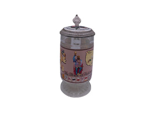 Beer Stein Glass Design With Metal Lid  Helleman Brewing Company Vintage