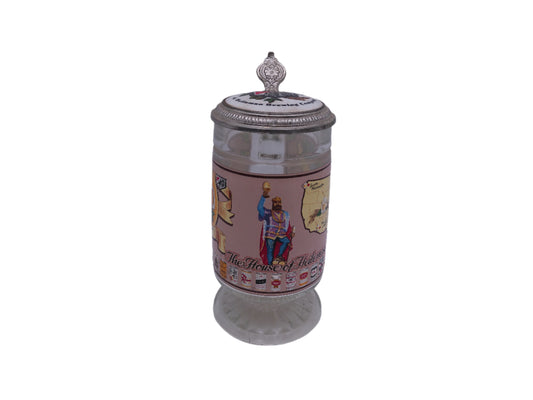 Beer Stein Glass Design With Metal Lid  Helleman Brewing Company Vintage