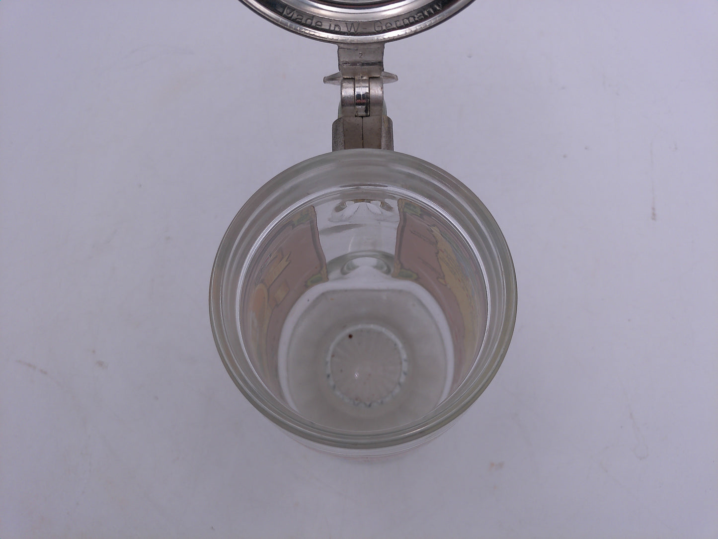 Beer Stein Glass Design With Metal Lid  Helleman Brewing Company Vintage