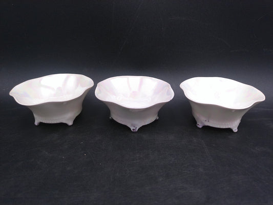 Ceramic Bowls Footed Set of 3 from Germany Swirl Design Vintage