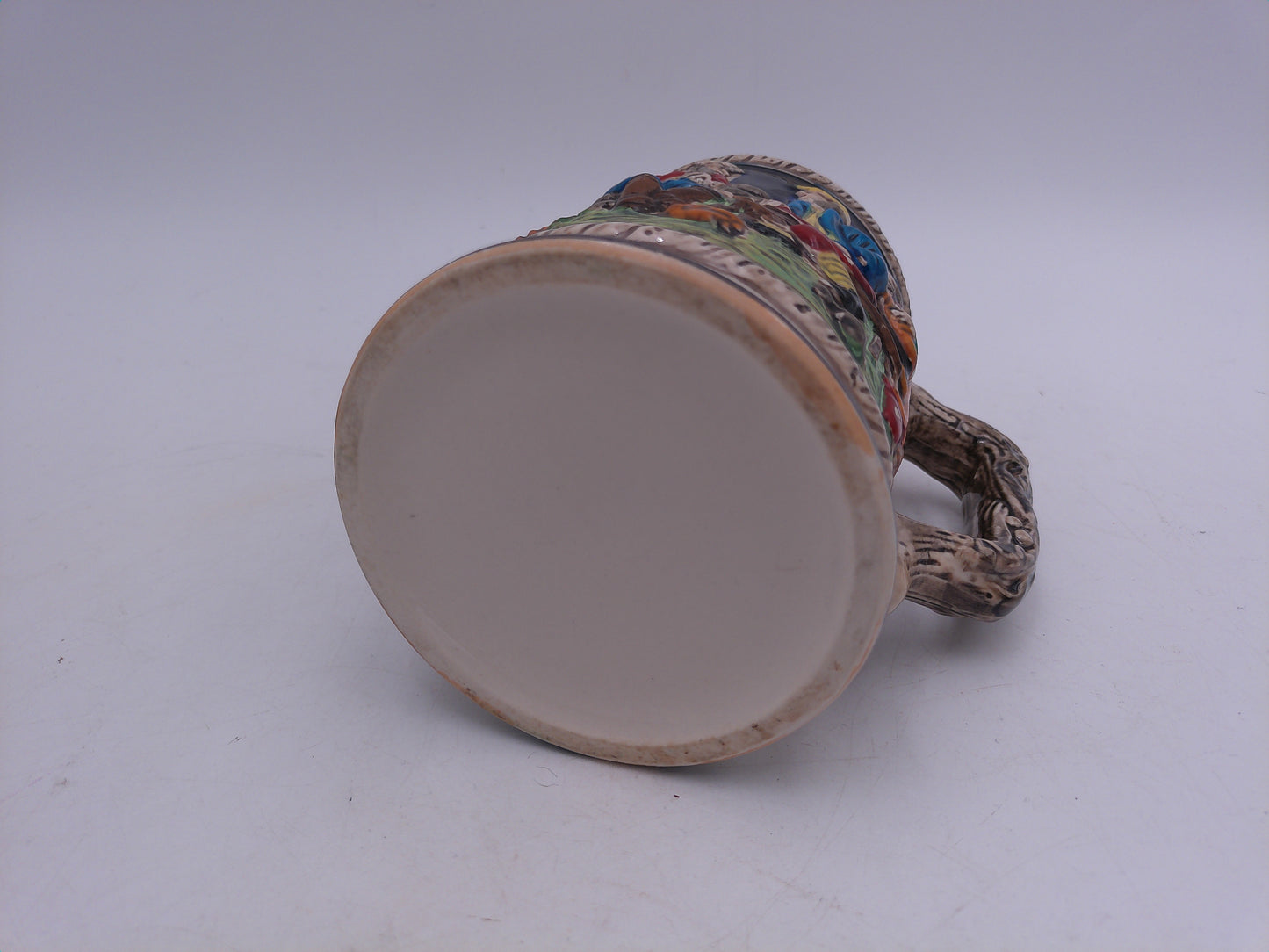 Beer Stein Made In Germany Porcelain, Tree Handle Hand Painted German Artwork, Vintage