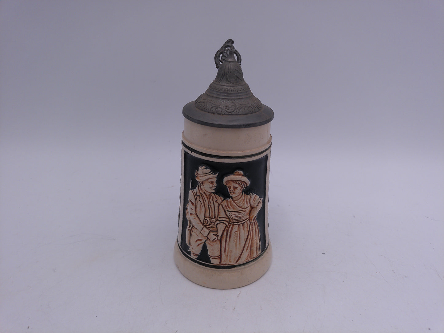 Beer Stein Made In Germany Hinged Pewter Lid Hand Painted Vintage