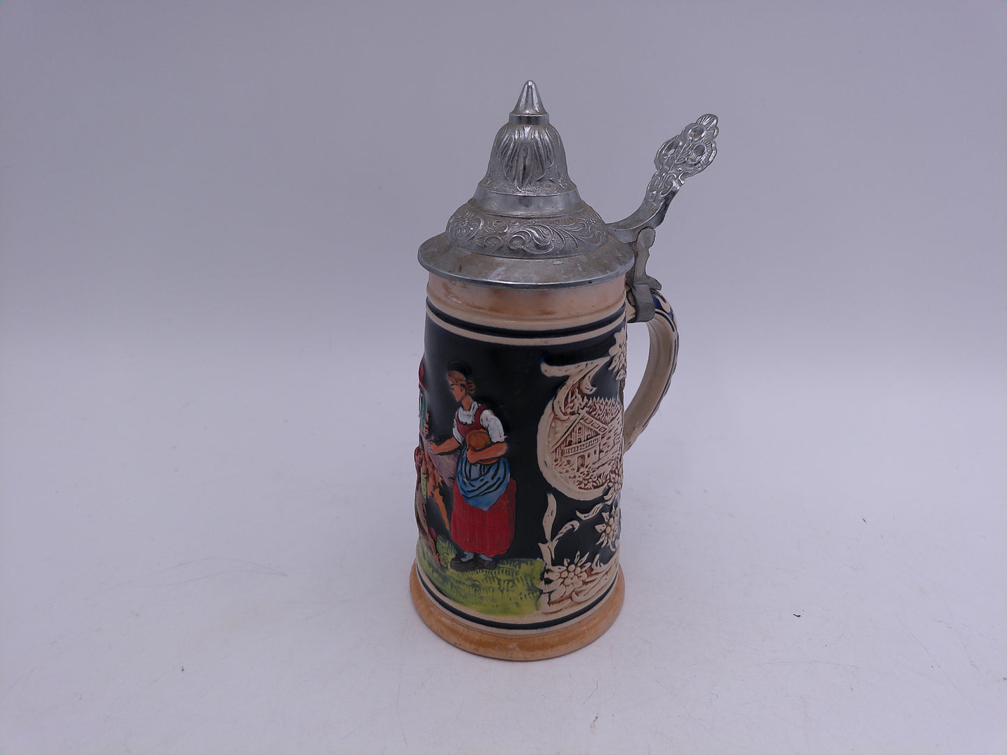 Beer Stein Made In Germany  with pewter lid Mark on Bottom 1904