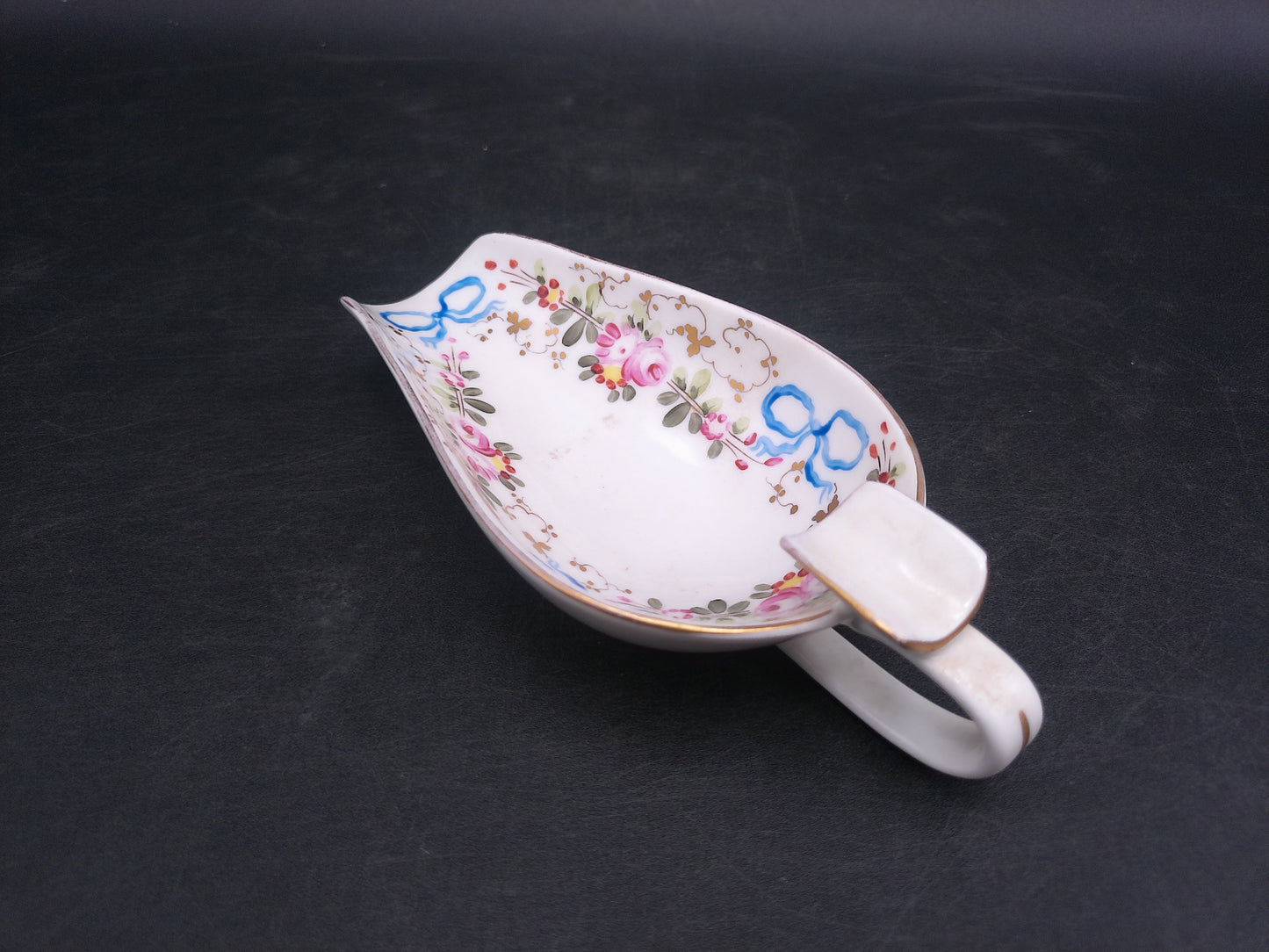 Porcelain Hand Painted Victorian Style Gold Rim Candy Nut Scoop  Made in Portugal