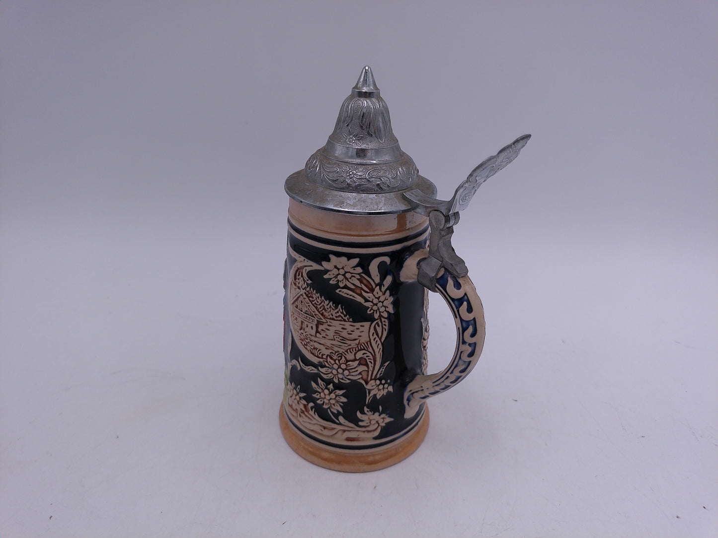 Beer Stein Made In Germany  with pewter lid Mark on Bottom 1904