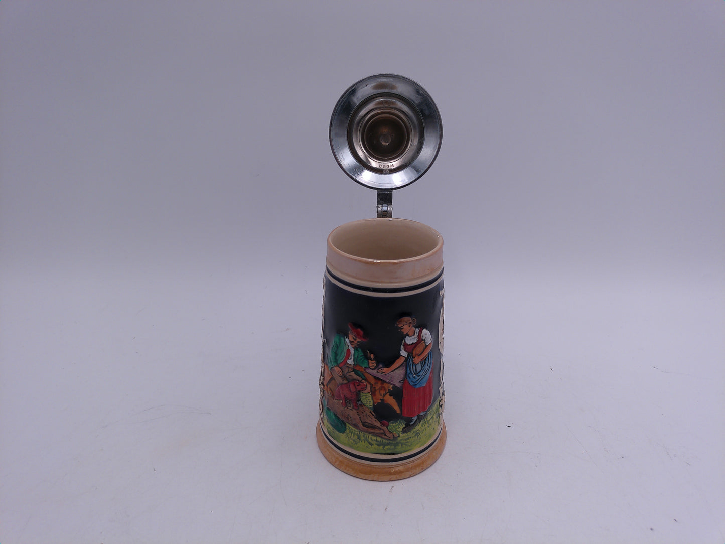 Beer Stein Made In Germany  with pewter lid Mark on Bottom 1904