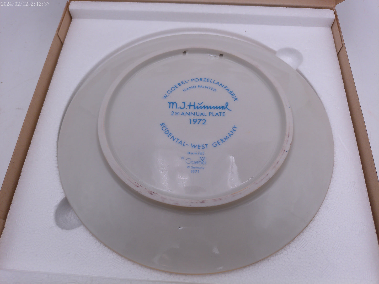 1972 Goebel Hummel W Germany 2nd Annual Plate W/box Hear Ye Hear Ye Christmas