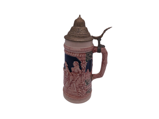 Beer Stein Made In Germany Pewter Lid Men and Women Drinking