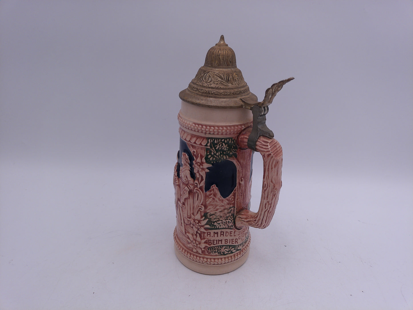 Beer Stein Made In Germany Pewter Lid Men and Women Drinking